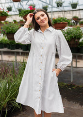 Corinne White Stripe Dress
