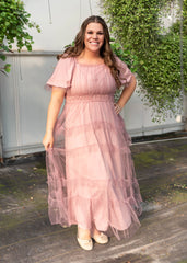 Kamryn Pink Mesh Tiered Dress
