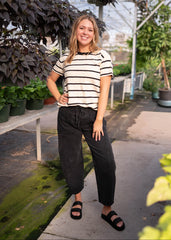 Raegan Black Striped Sweater Top