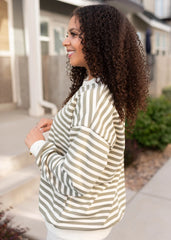 Paisley Olive Striped Sweatshirt