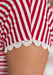 Daphne Red Stripe Top