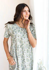 Beatrice Green Floral Tiered Dress