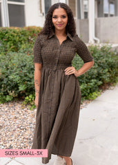 Mira Brown Gingham Dress