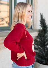 Joyce Red Teddy Bear Sweater