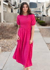 Marie Hot Pink Tiered Dress