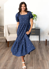 Analynne Navy Embroidered Floral Dress