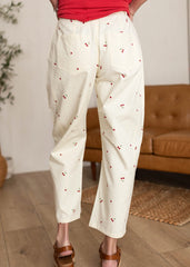 Makayla Cream Cherry Barrel Jeans