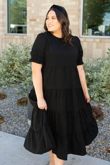 Janessa Tiered Black Dress