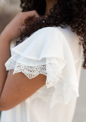 Laney White Ruffle Sleeve Dress