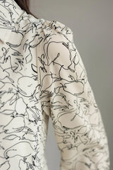Tris White Floral Pattern Dress