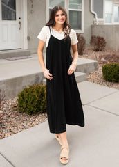 Amberlyn Black Overall Dress