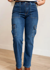 Morgan Dark Denim Cargo Jeans
