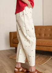 Makayla Cream Cherry Barrel Jeans