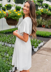 Paedyn White Textured Tie Dress
